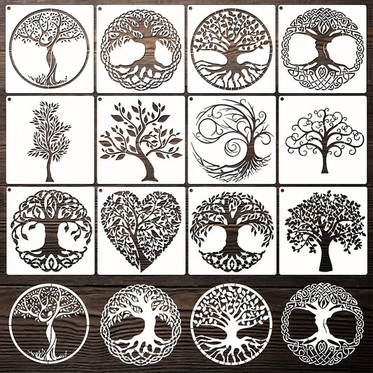 12pcs Tree Stencils Tree Of Life Stencil For Painting On Wood Airbrush