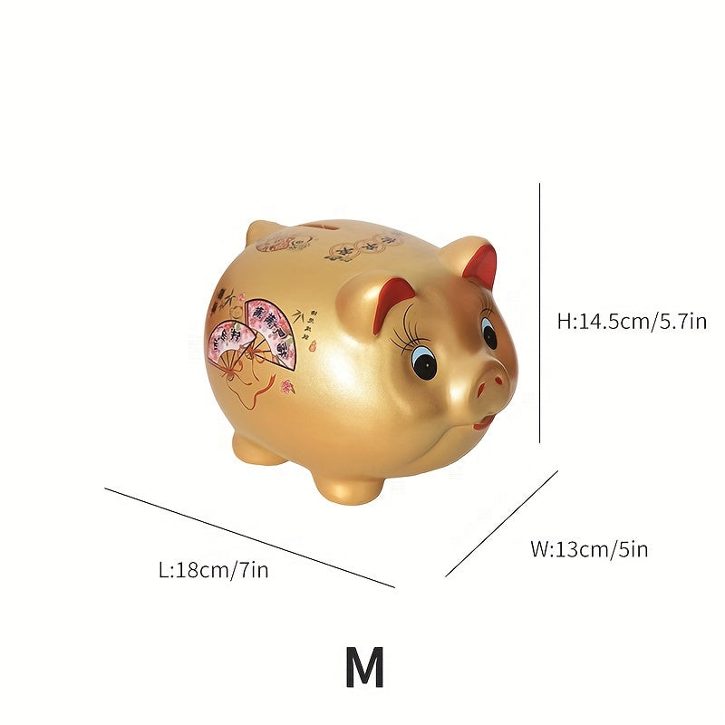 Ceramic Golden Pig Piggy Bank Large Coin Banknotes Home Living Room Ornaments