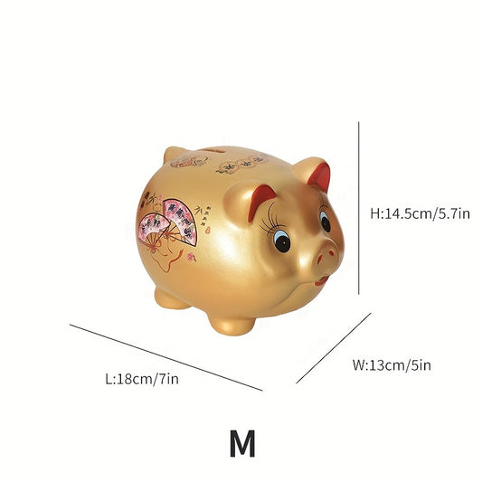 Ceramic Golden Pig Piggy Bank Large Coin Banknotes Home Living Room Ornaments