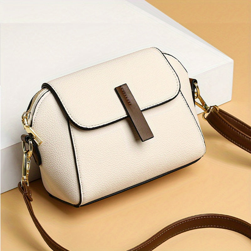 Mini Flap Crossbody Bag Solid PU Leather Shoulder Bag for Women