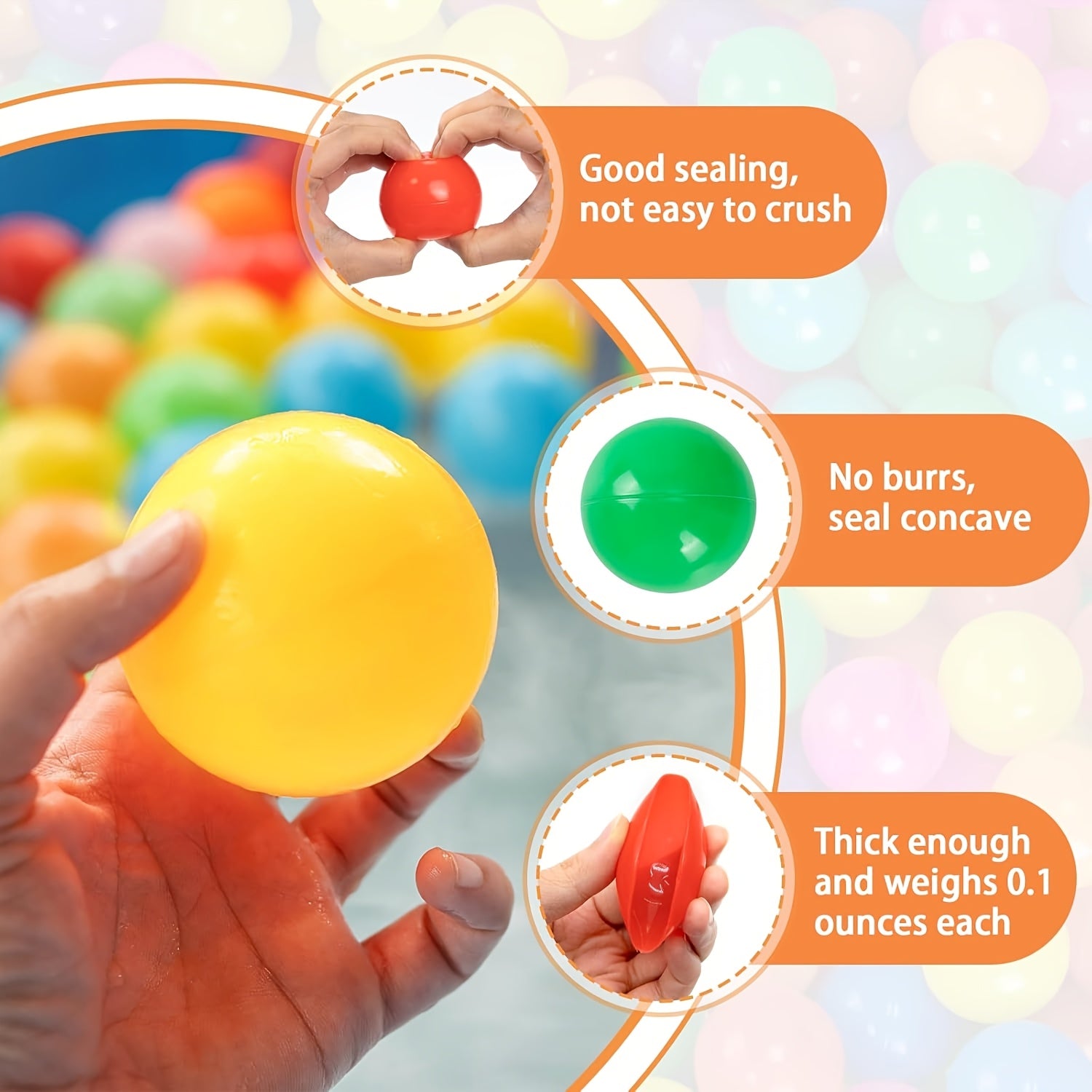 125pcs Rainbow Ocean Ball Playset 7 PE Material Non Toxic