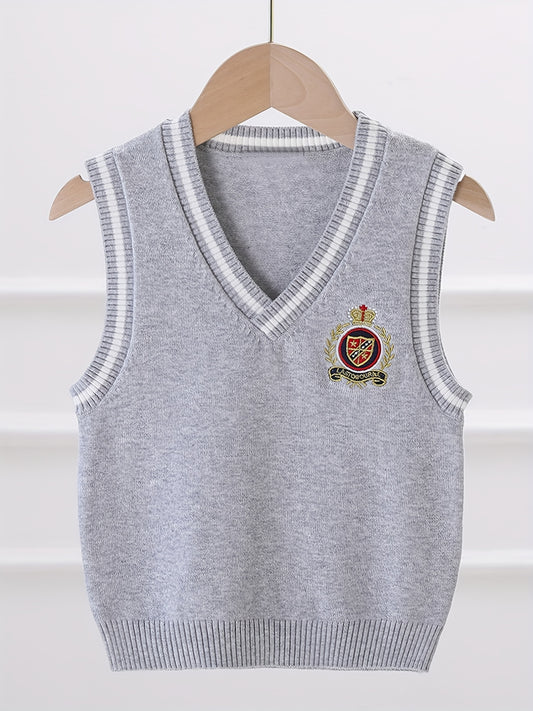 Boys V Neck Knitted Cotton Sweater Vest