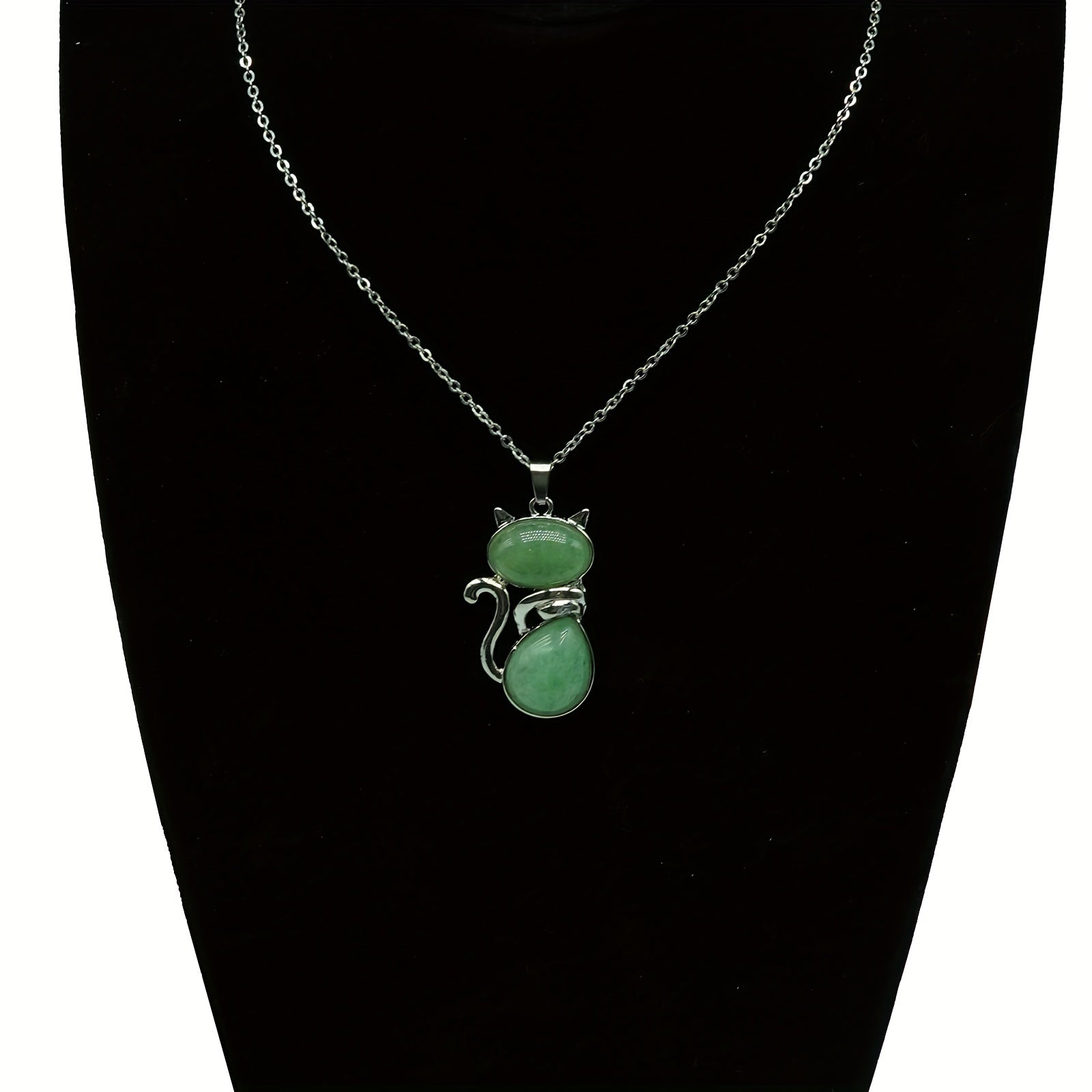 Cat Crystal Pendant Necklace Natural Quartz Stone Jewelry