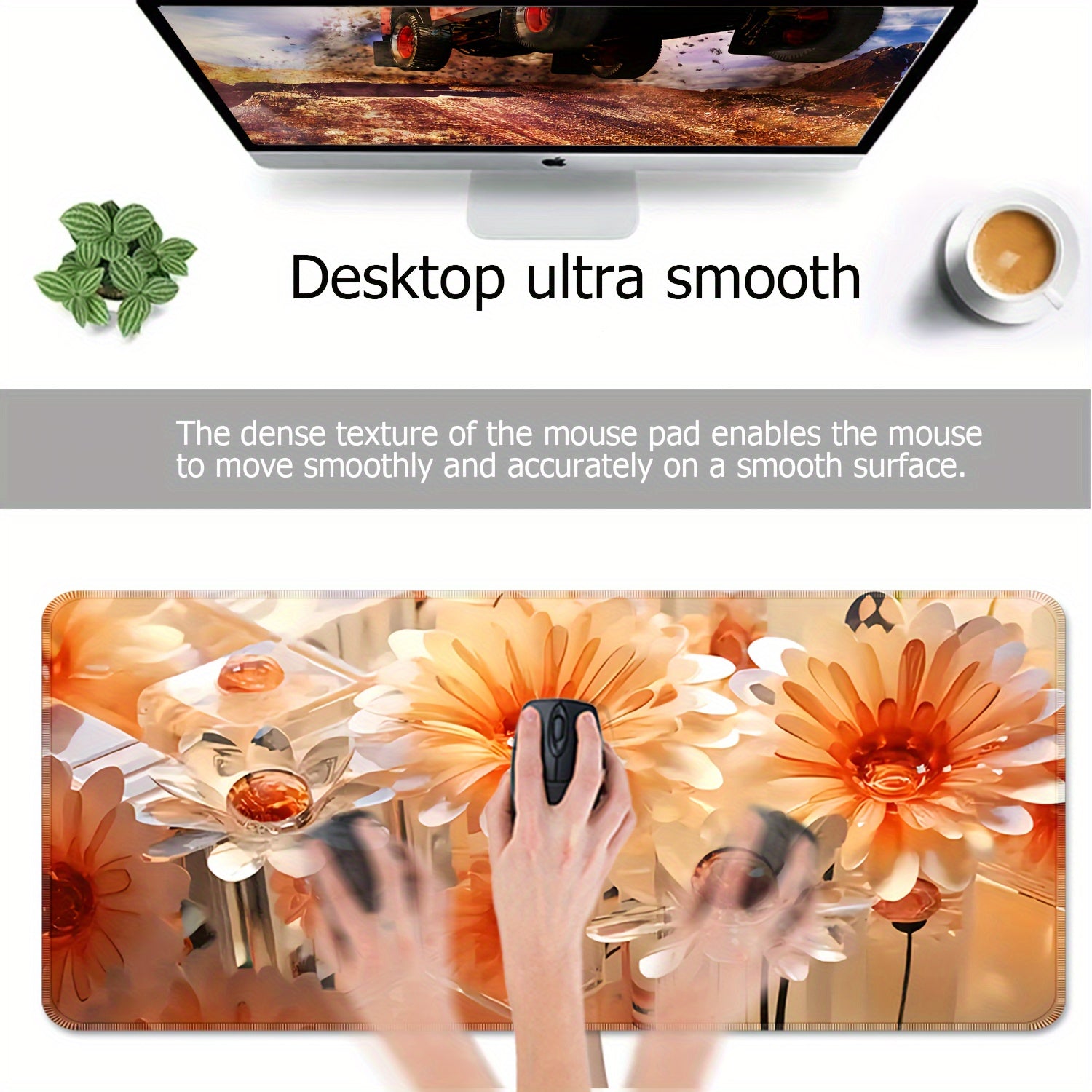 Flower Large Mousepad Natural Rubber Anti Slip Office Mouse Pad