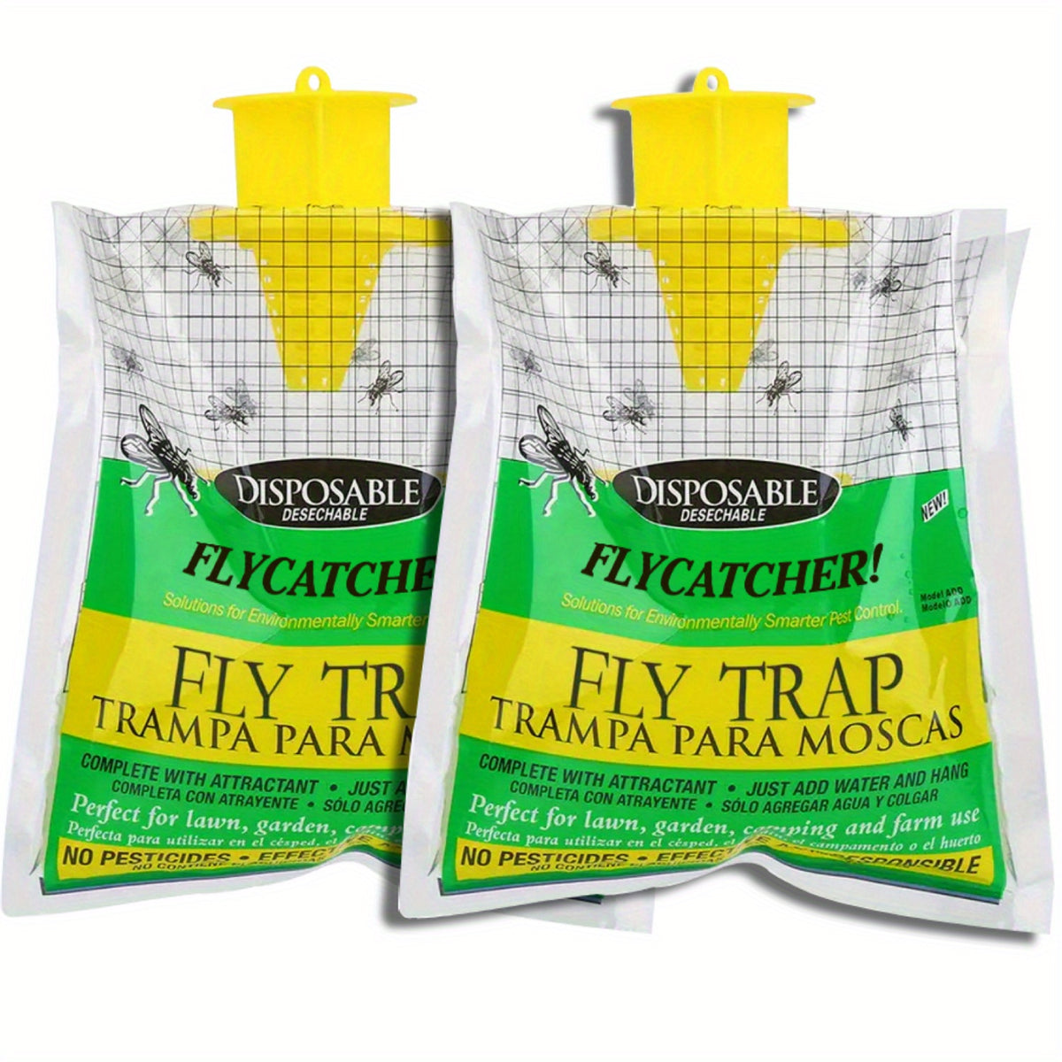 Disposable Hanging Fly Traps 2-Pack Pest Control Indoor/Outdoor