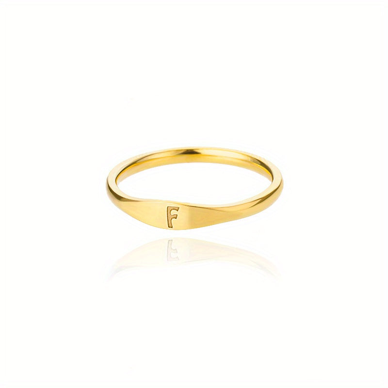 Golden & Platinum Stainless Steel Men's 26 Letters Carved Ring