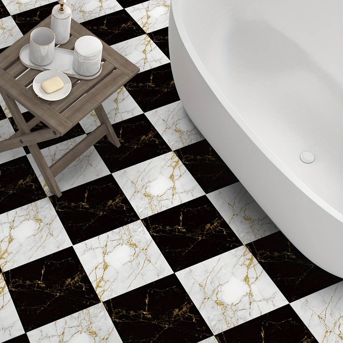 Marble Pattern Self-adhesive Waterproof Floor Tile Matte Anti-slip