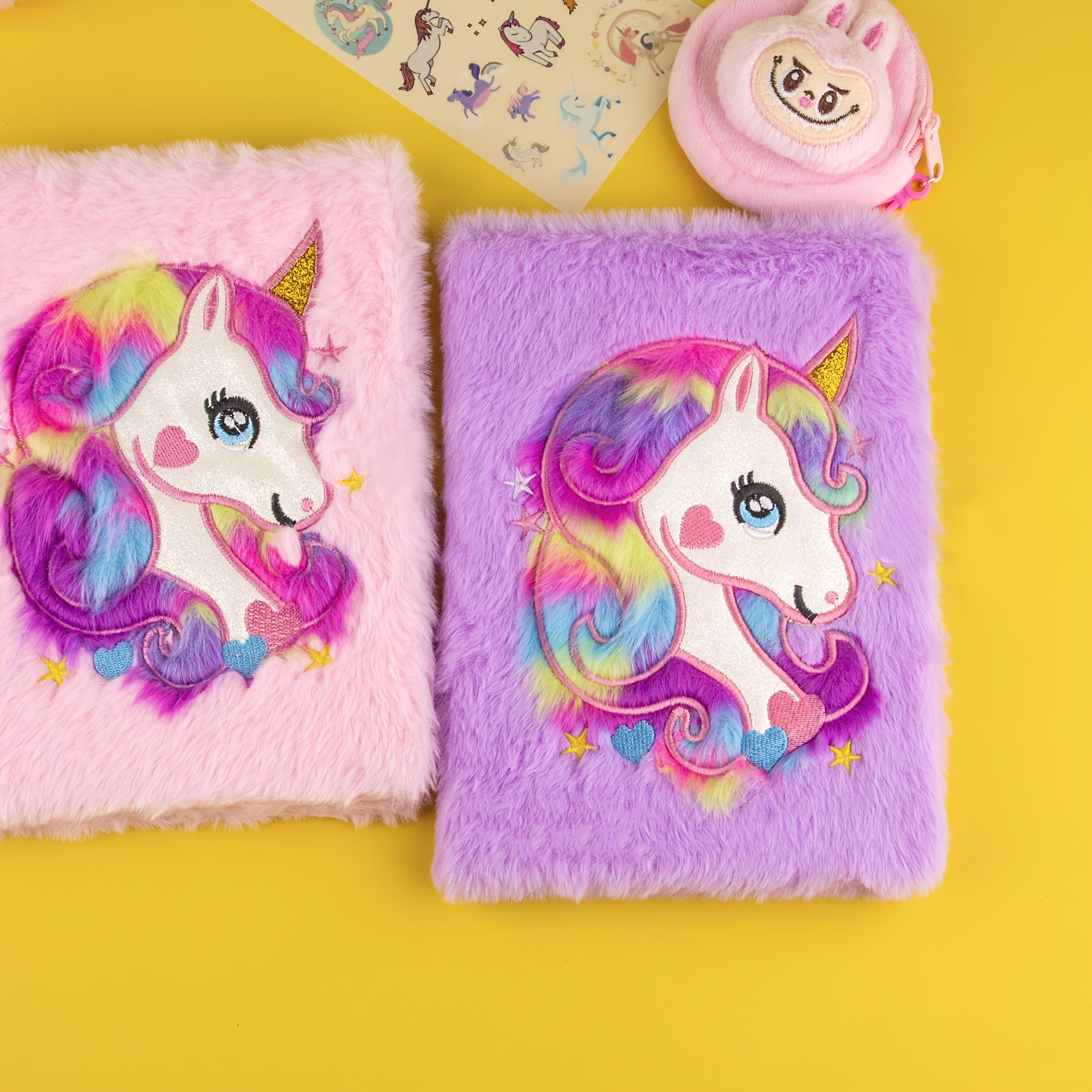 Cartoon Plush Notebook Pink Fantasy Purple 80 Sheets