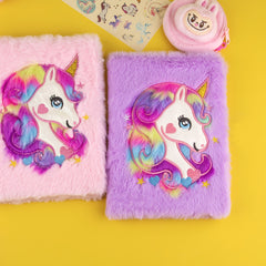 Cartoon Plush Notebook Pink Fantasy Purple 80 Sheets