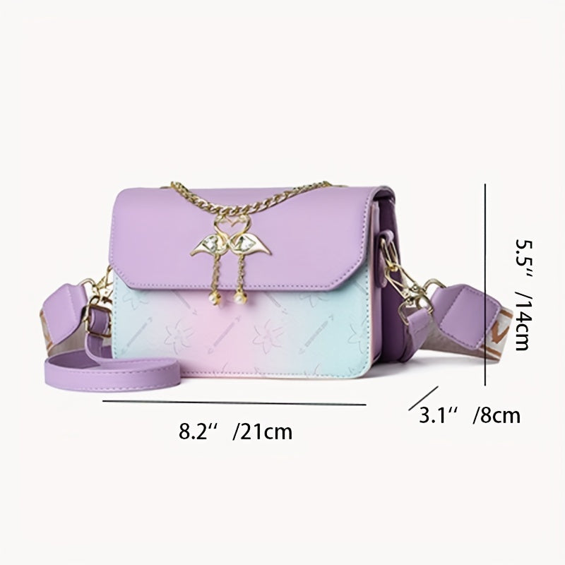 Flower Embossed Gradient Shoulder Bag