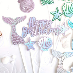 5pcs Happy Birthday Mermaid Cake Decoration Set