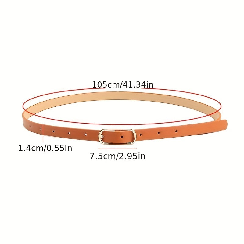Oval Pin Buckle Thin Belt Solid Casual Waistband for Women