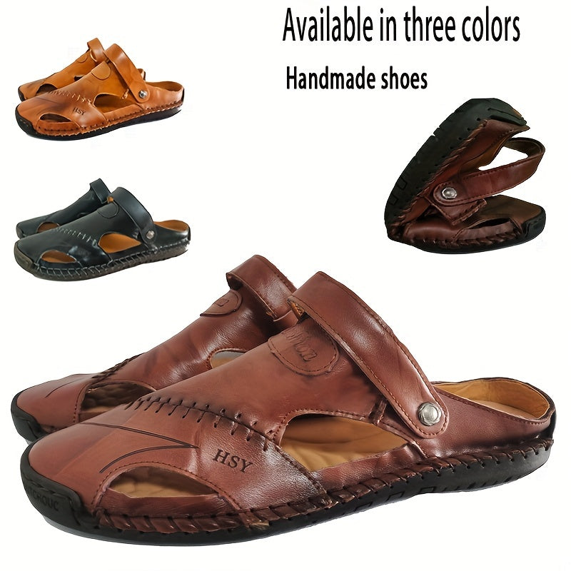 Men's Leather Sandals Retro Breathable Slippers