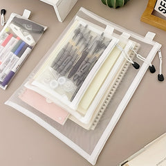 3pc Combination A4 A5 A6 Zipper Mesh Bag School Office Pencil Storage Folder
