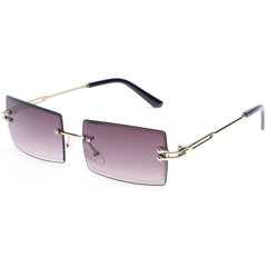 Rimless Rectangle Sunglasses Metal Frame Square UV400 Glasses