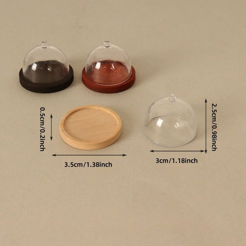 Dollhouse Transparent High Tray Dessert Plate w Cover Kitchen Decor Toy