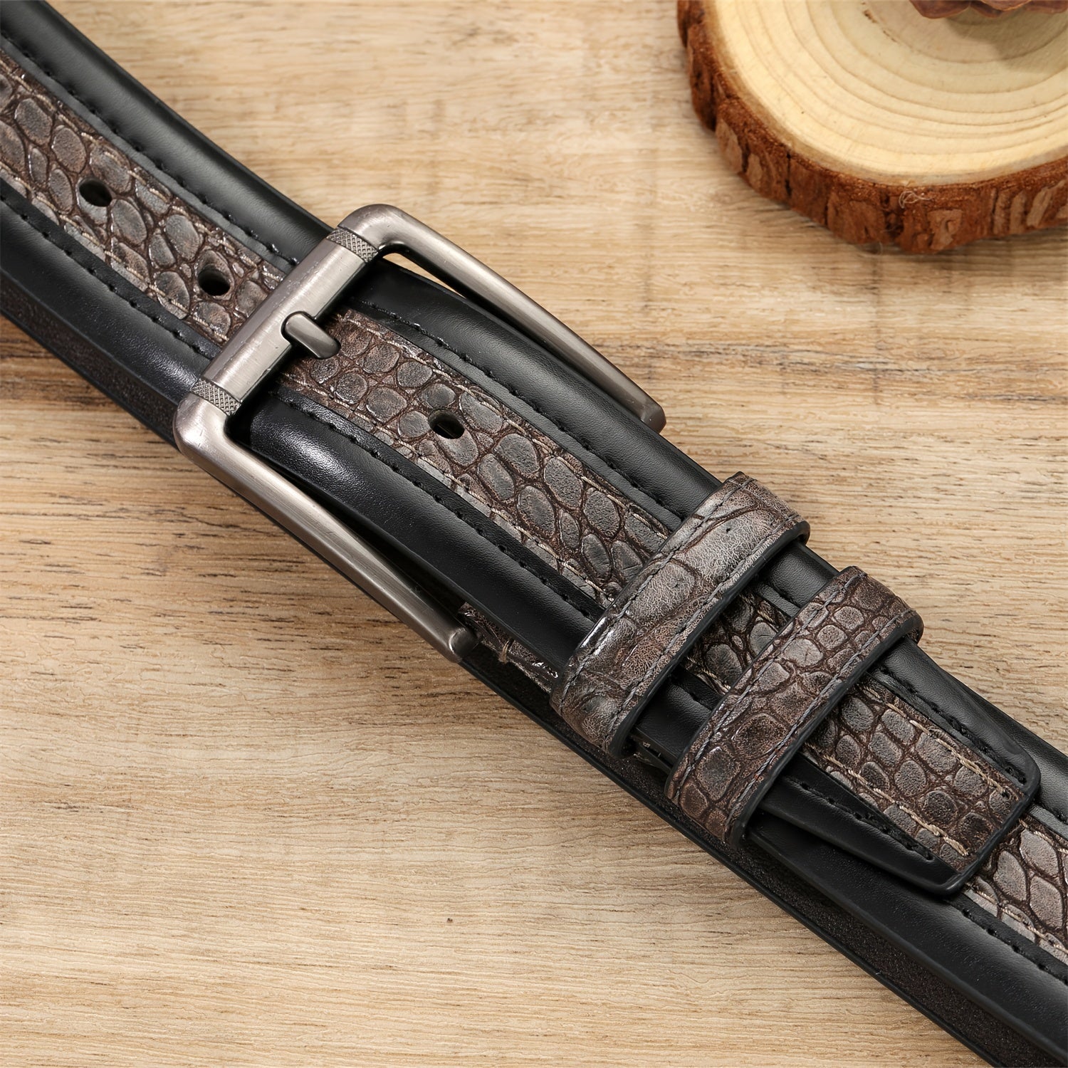 Men's Crocodile Pattern PU Leather Belt
