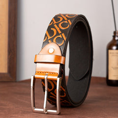 Men's Letter Style Single Jack Dress Belt Casual Alloy Buckle PU Belt