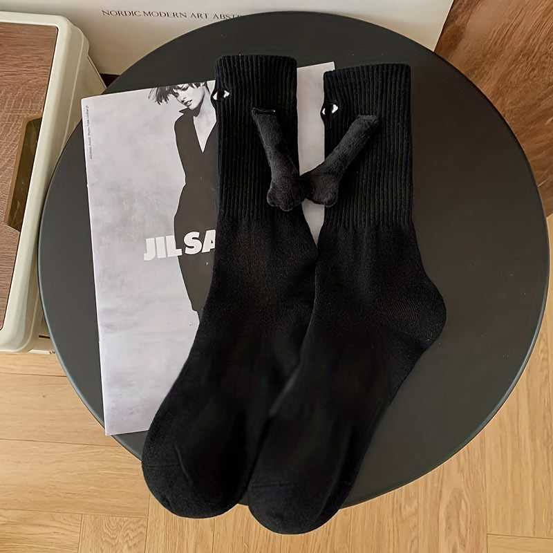 2 Pairs Couple Funny Socks with Magnetic Hand Dolls