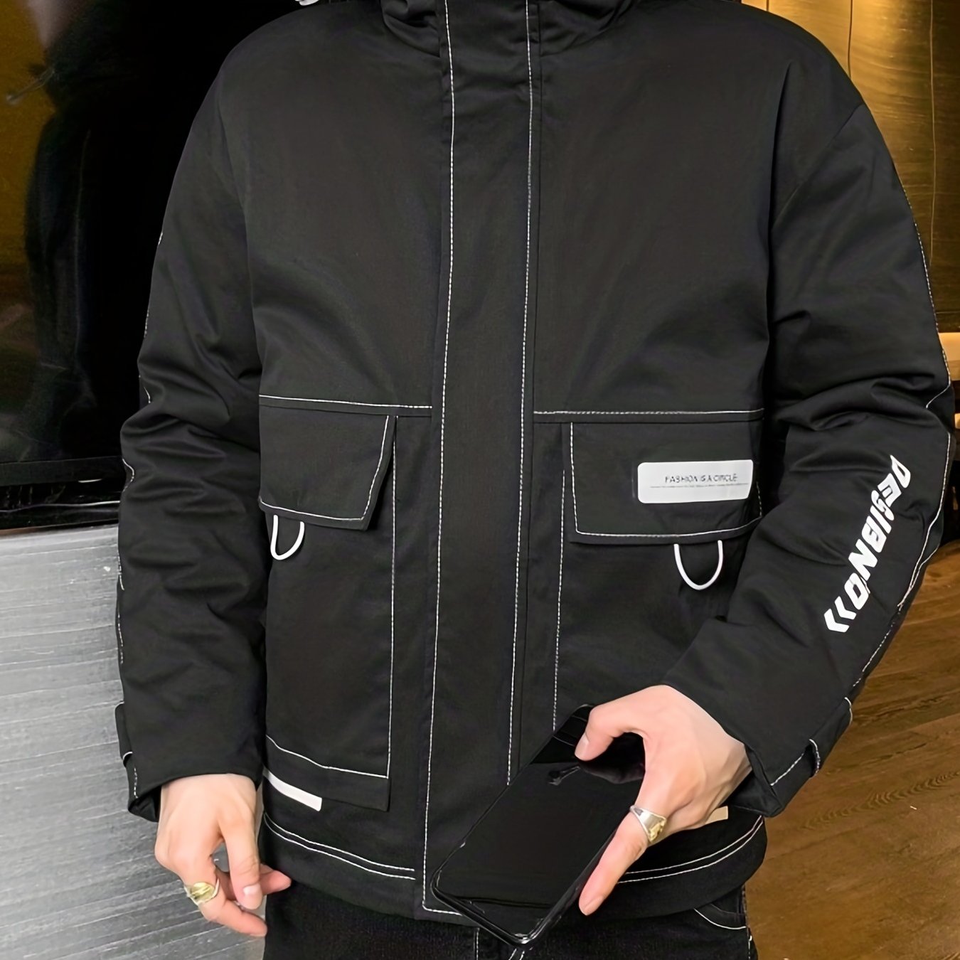 Men's Cotton Padded Coat Thermal Hooded Jacket