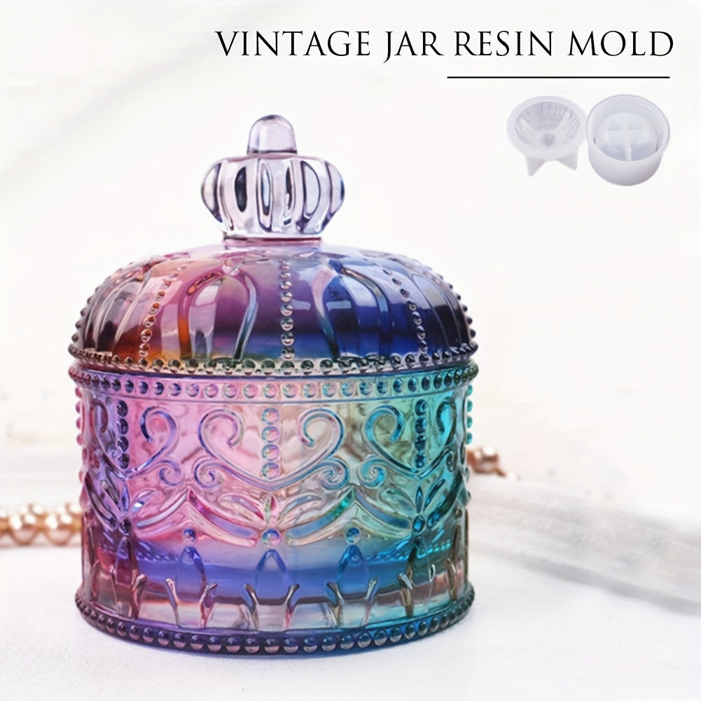 Vintage Jar Resin Mold With Lid for Epoxy Casting DIY Crafts Kits