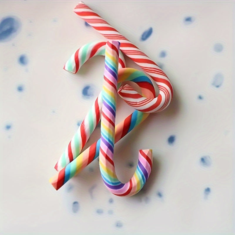 8pcs Christmas Candy Canes Rainbow Candy Decoration Supplies