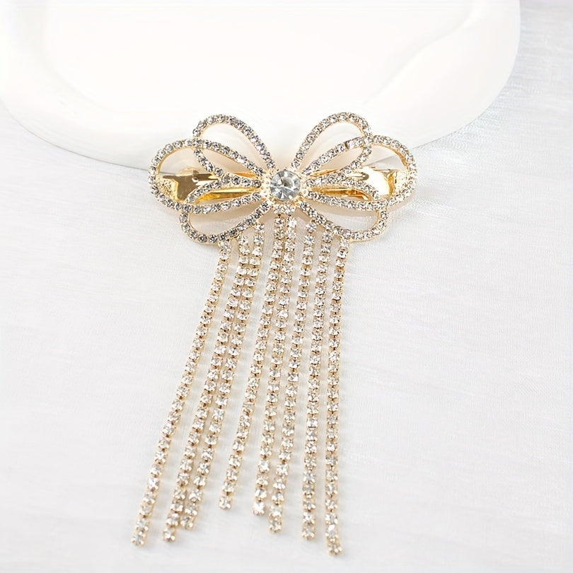 Rhinestone Barrette Glitter Tassel Hair Clip