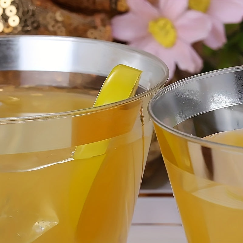 30pcs Clear Plastic Cups With Golden Rim 9oz