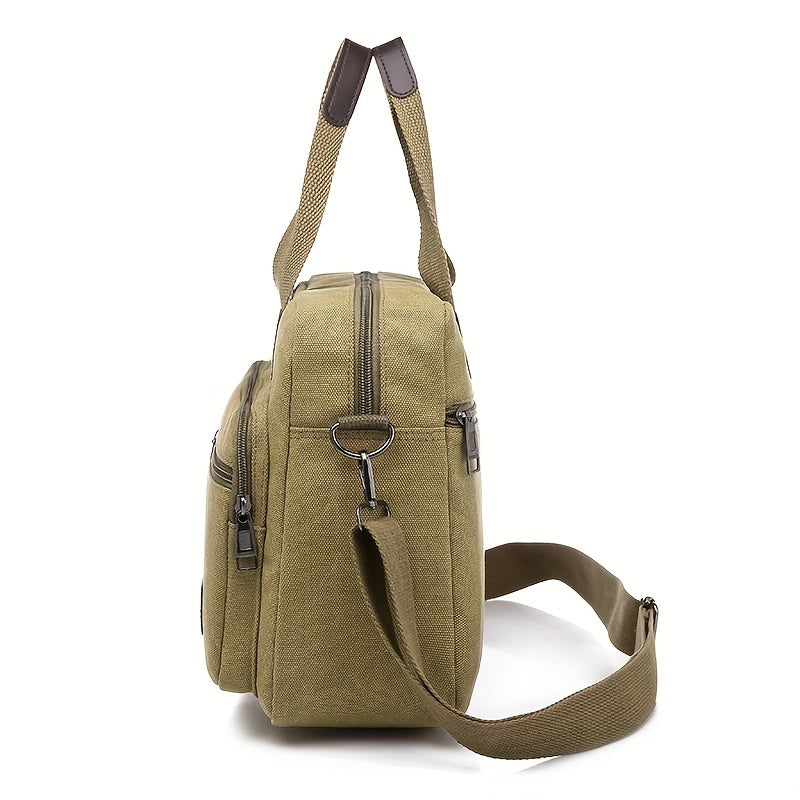 Men's Canvas Briefcase Messenger Bag with Pockets