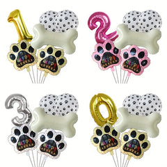 6pcs Dog Paw Bone Foil Balloons Party Supplies Let's Pawty Balloon