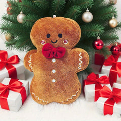 Christmas Tree Decorations 2pcs Plush Gingerbread Man Ornaments Red Bow Tie