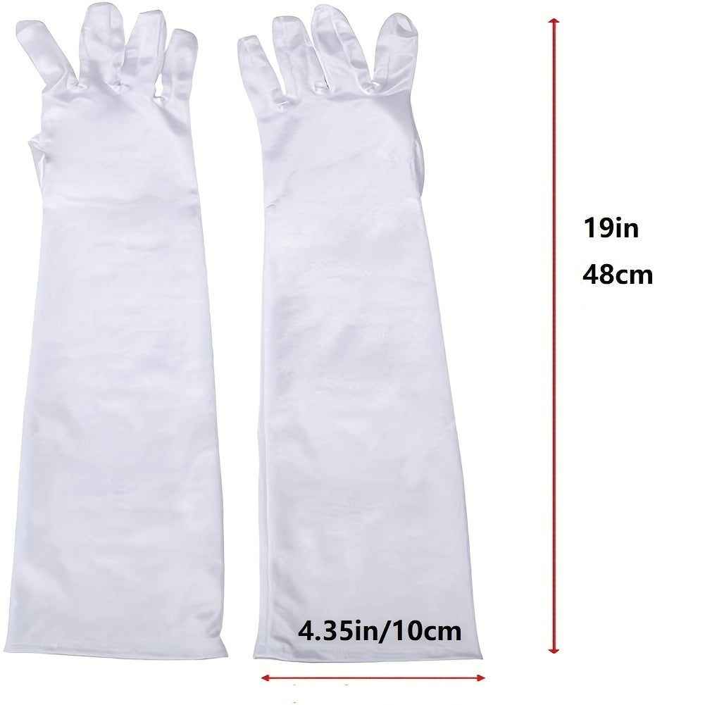 1 Pair Satin Long Gloves Elastic Party Wedding Bridal Gloves