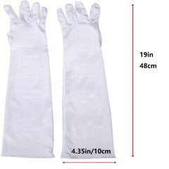 1 Pair Satin Long Gloves Elastic Party Wedding Bridal Gloves
