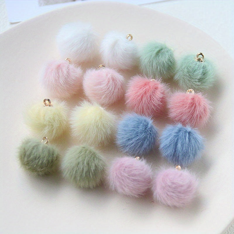 10pcs Mink Plush Pendant With Hole Keychain DIY Jewelry Mixed Y2K Charms