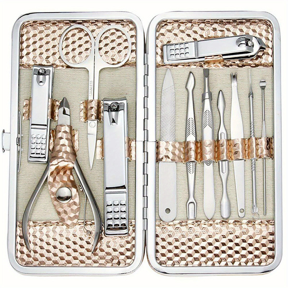 12pcs Nail Clippers Pedicure Kit Stainless Steel Professional Groom