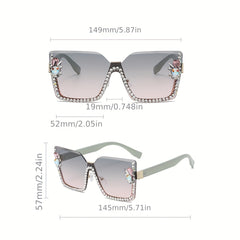 Square Rimless Sunglasses Rhinestone UV400 Shades
