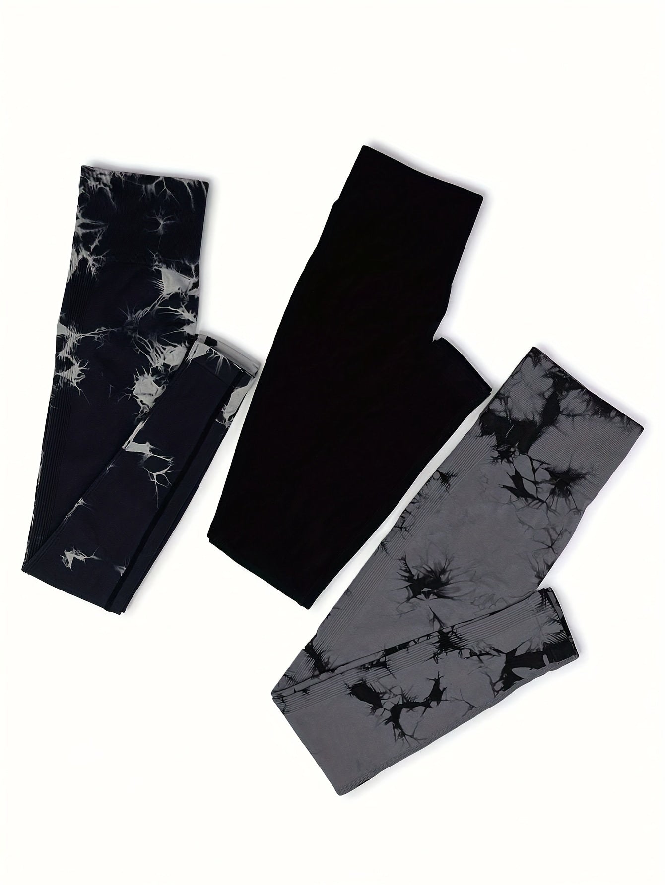 3pcs Tie Dye Yoga Pants High Stretch Sports Leggings
