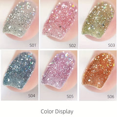 Reflective Glitter Gel Nail Polish with Cat Eye and Chameleon Effect