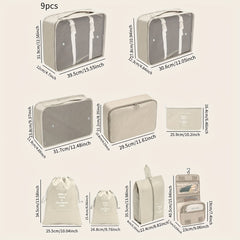 8pcs 9pcs Travel Storage Bag Toiletries Cosmetics Clothes Shoes Packing Cubes