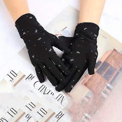 Bowknot Print Gloves Elastic Thin Breathable Gloves For Women