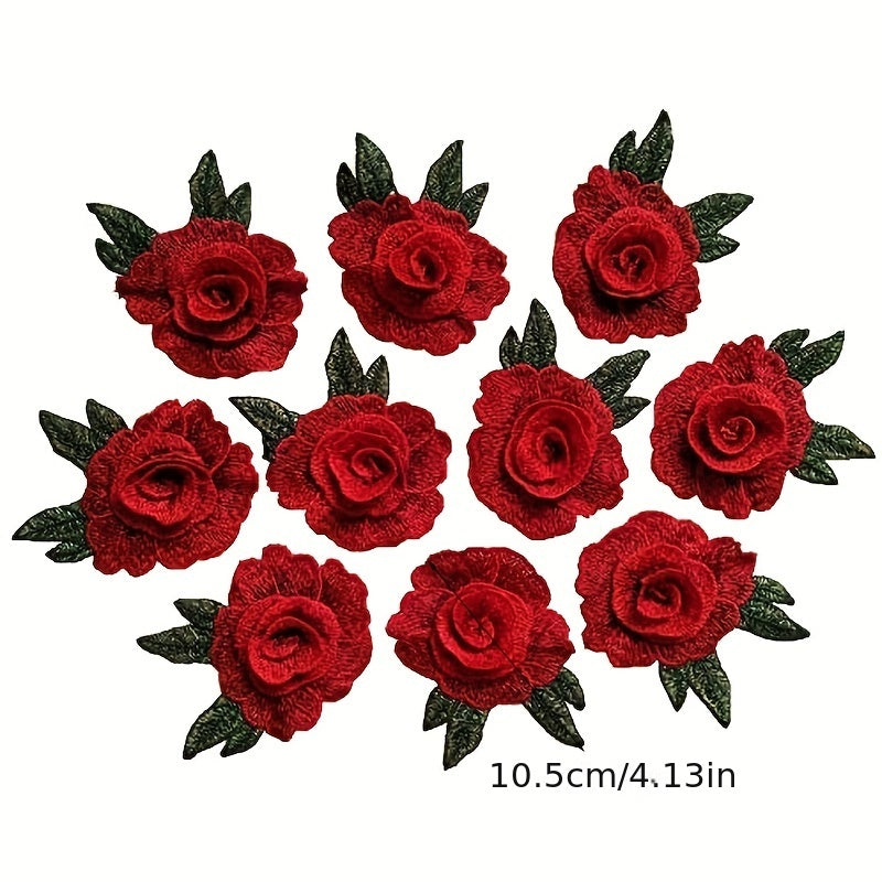 5pcs Rose Pattern 3D Flowers Patches for Jackets Sew On Patches
