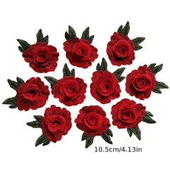 5pcs Rose Pattern 3D Flowers Patches for Jackets Sew On Patches