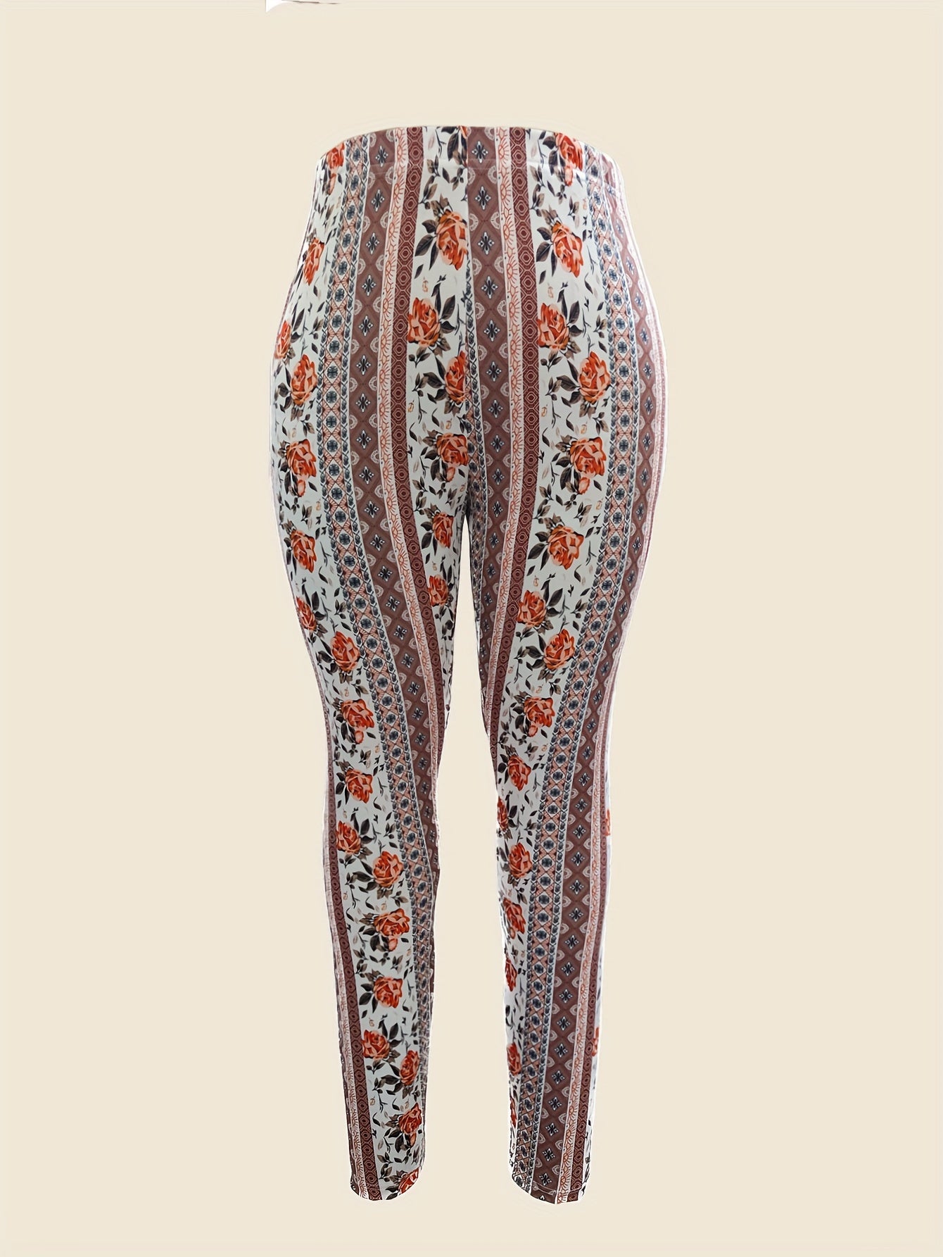 Boho Patchwork Print High Rise Skinn Pants