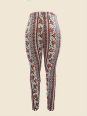 Boho Patchwork Print High Rise Skinn Pants
