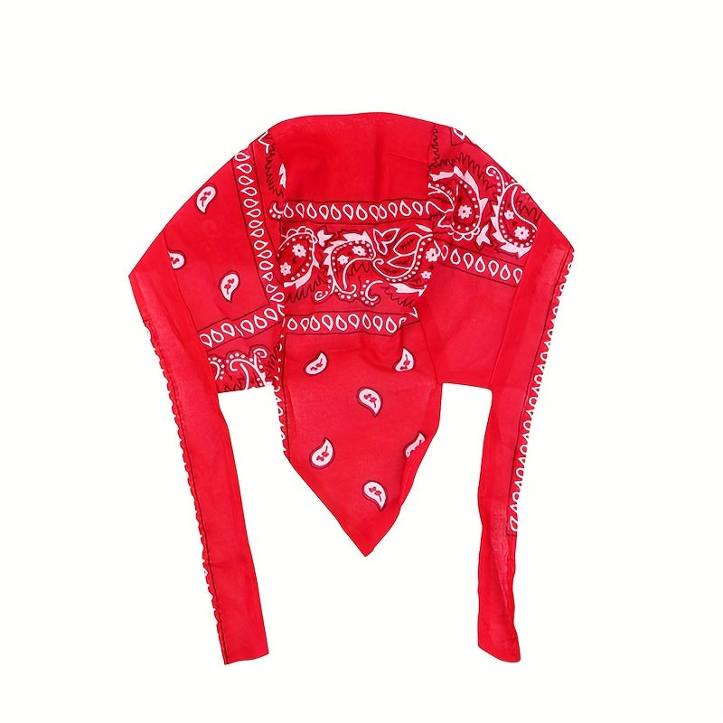 Red Paisley Print Head Scarf Turban Cap Bandana Women Head Wrap