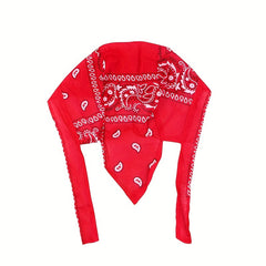 Red Paisley Print Head Scarf Turban Cap Bandana Women Head Wrap