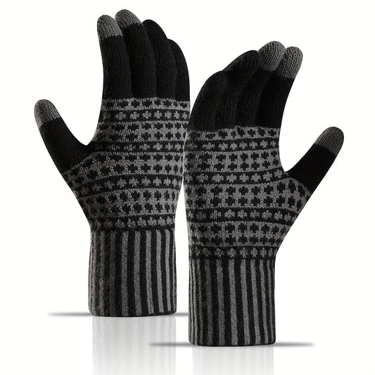 Winter Touch Screen Thickened Knitted Gloves For Men