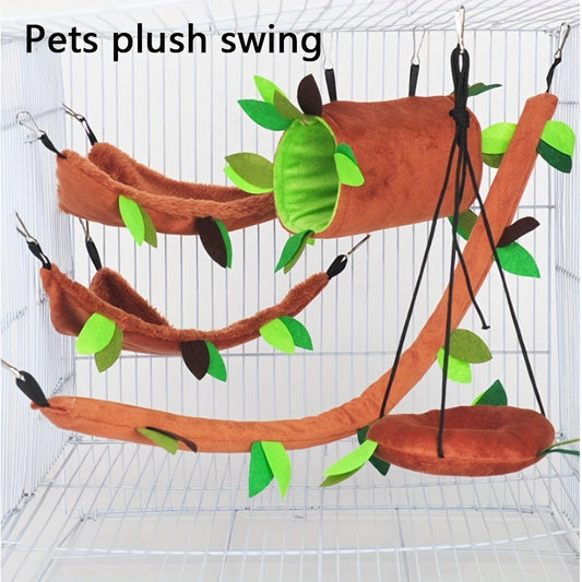Cozy Forest Pattern Small Animal Hammock Bed for Cage Nest - Warmth & Comfort