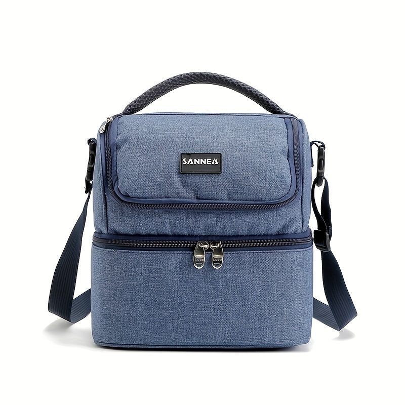 Double Layer Insulated Bento Bag for Picnic Camping Beach