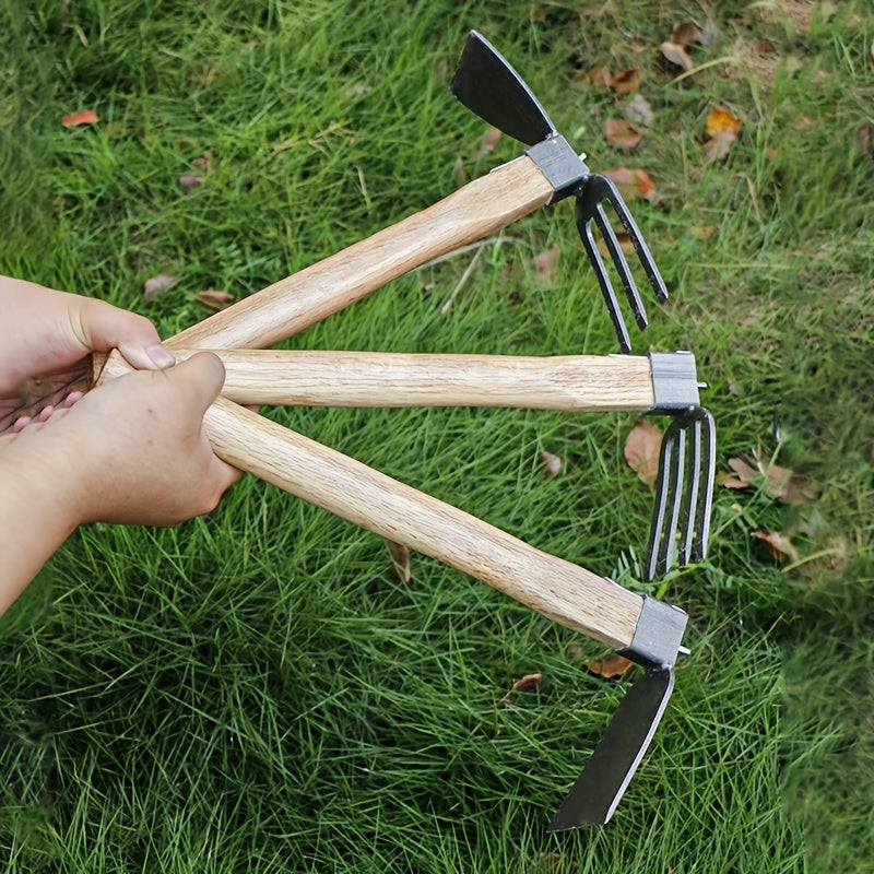 Manganese Steel Gardening Small Hoe Wooden Handle Garden Tools Set